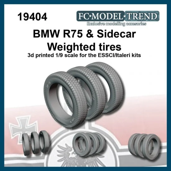 FC Model Trend 19404 1/9 BMW R75 & Sidecar Weighted Wheels for Esci/Italeri/Dragon Kit - Military Vehicles & Tanks