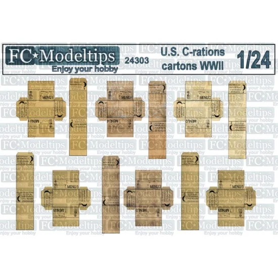 FC Model Trend 24303 1/24 WWII US Army C Rations Cartons - Scenics & Diorama
