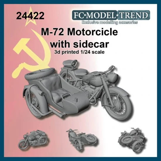 FC Model Trend 24422 1/24 Soviet Motorcycle M72 w/Sidecar - Military Vehicles & Tanks