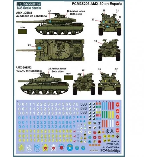 FC Model Trend 35203 Decals for 1/35 AMX-30 in Spain - AMX-30/E/EM