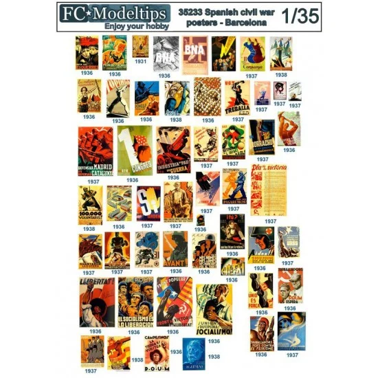 FC Model Trend 35233 1/35 Spanish Civil War Posters - Barcelona