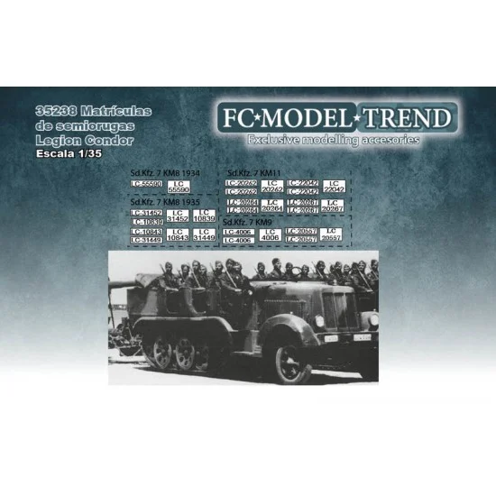 FC Model Trend 35238 1/35 Legion Condor Halftracks License Plates - Military Vehicles & Tanks