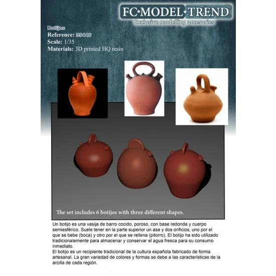 FC Model Trend 35446 1/35 Botijos - Traditional Spanish Clay Water Bottles (6pcs in 3 different types)