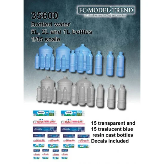FC Model Trend 35600 1/35 Bottled Water (5L, 2L & 1L bottles) - Scenics & Diorama