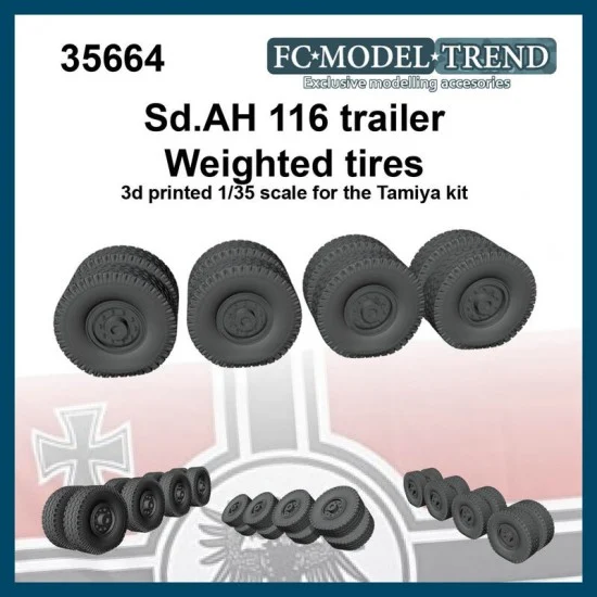 FC Model Trend 35664 1/35 WWII SdAh 116 German Trailer Weighted Wheels for Tamiya kits - Military Vehicles & Tanks