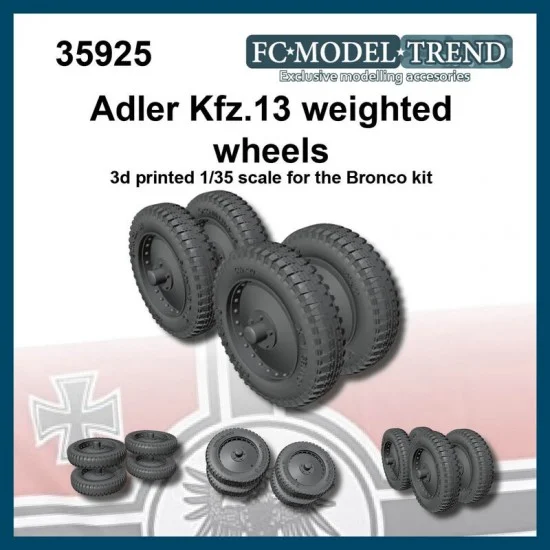 FC Model Trend 35925 1/35 Kfz. 13 Adler Weighted Wheels for Bronco kit - Military Vehicles & Tanks