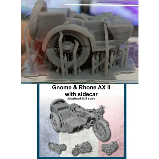 FC Model Trend 35942-DA 1/35 Gnome & Rhone AX II with Sidecar (wheel spokes broken)