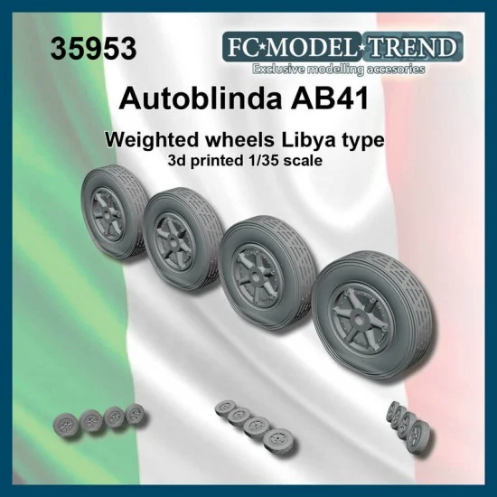 FC Model Trend 35953 1/35 Autoblinda AB41 "Lybia" Weighted Wheels for Italeri kits - Military Vehicles & Tanks