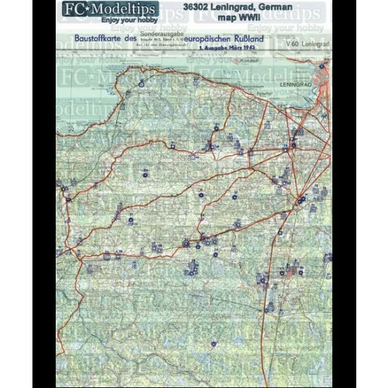 FC Model Trend 36302 1/35 Self-adhesive Base - WWII German Map of Leningrad