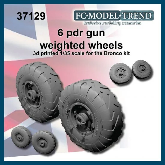 FC Model Trend 37129 1/35 6 pdr Gun Weighted Wheels for Bronco kits - Military Vehicles & Tanks