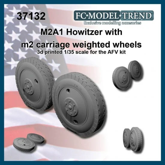 FC Model Trend 37132 1/35 M2A1 Howitzer M2 Carriage Weighted Wheels for AFV Club kits - Military Vehicles & Tanks