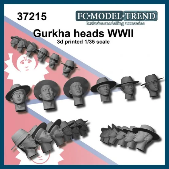 FC Model Trend 37215 1/35 WWII Gurkha Heads - Model Figures
