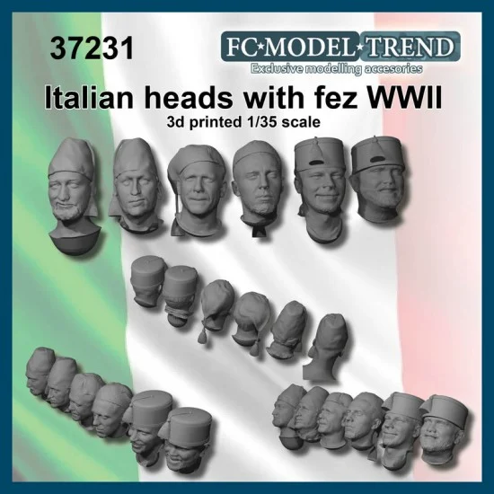 FC Model Trend 37231 1/35 Italian Soldier Heads w/Fez - Model Figures