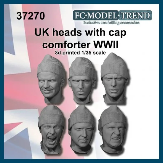 FC Model Trend 37270 1/35 WWII British Heads with Cap Comforter - Model Figures