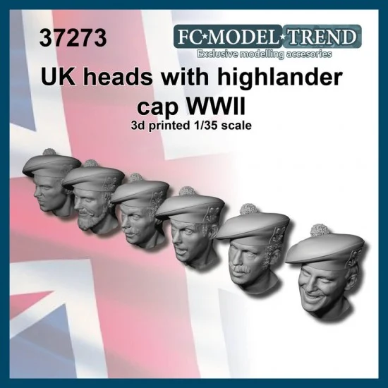 FC Model Trend 37273 1/35 British Heads with Highlander Cap - Model Figures
