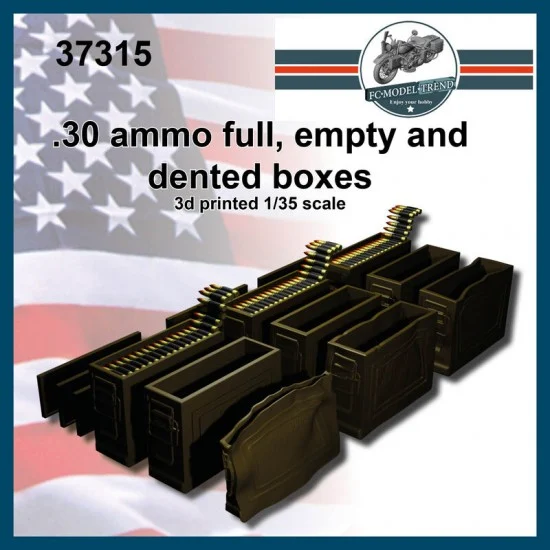 FC Model Trend 37315 1/35 Dented, Empty and Full .30 Ammo Boxes - Scenics & Diorama