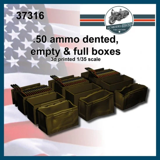 FC Model Trend 37316 1/35 .50 Ammo Dented, Empty and Full Boxes - Scenics & Diorama