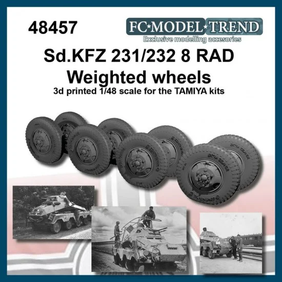FC Model Trend 48457 1/48 Sdkfz 234 Weighted Wheels for Tamiya kits - Military Vehicles & Tanks
