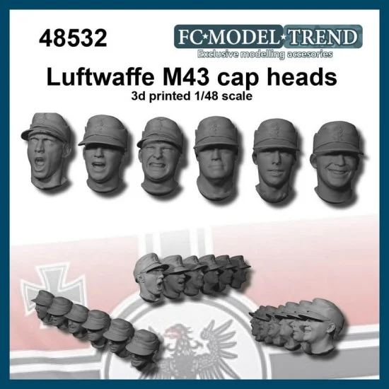 FC Model Trend 48532 1/48 Luftwaffe Heads w/M43 Cap - Model Figures
