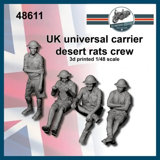 FC Model Trend 48611 1/48 British Universal Carrier Desert Rats Crews (4 Figures) - Model Figures