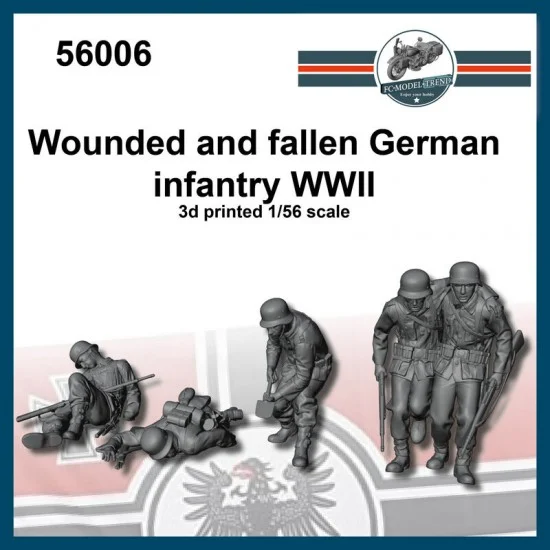 FC Model Trend 56006 1/56 WWII Wounded and Fallen German Infantry (5 figures) - Model Figures