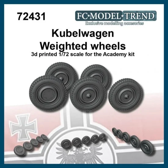 FC Model Trend 72431 1/72 Kubelwagen Weighted Wheels for Academy kit - Military Vehicles & Tanks