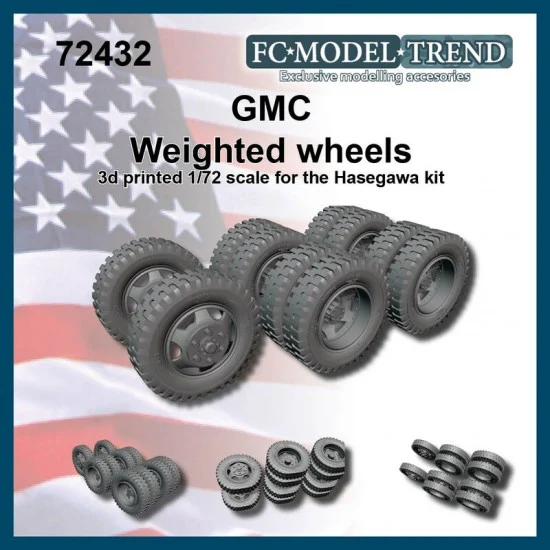 FC Model Trend 72432 1/72 GMC 2.5 ton Truck Weighted Wheels for Hasegawa kits - Military Vehicles & Tanks