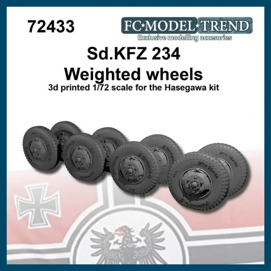FC Model Trend 72433 1/72 Sdkfz 234 Weighted Wheels for Hasegawa kits - Military Vehicles & Tanks