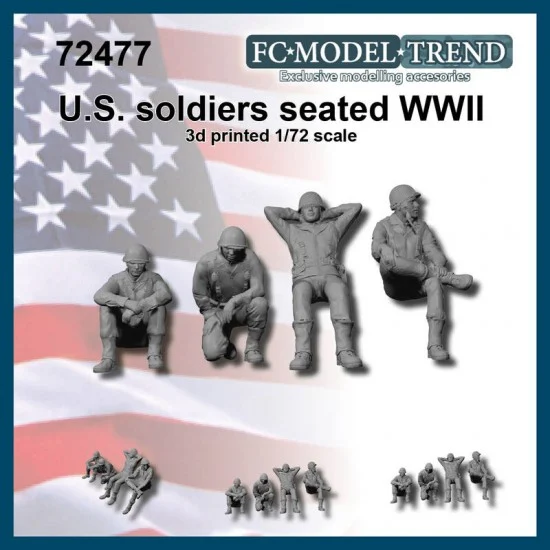 FC Model Trend 72477 1/72 WWII US Soldiers Seated (4 figures) - Model Figures