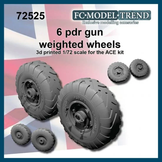 FC Model Trend 72525 1/72 6 Pdr Gun Weighted Wheels for ACE kit - Military Vehicles & Tanks