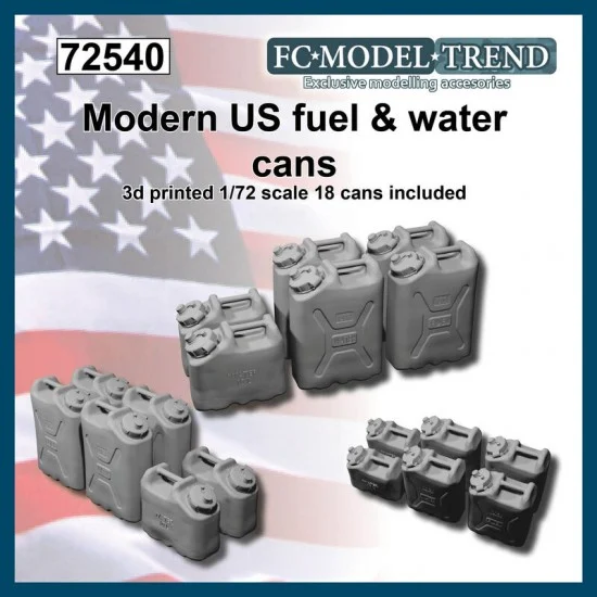 FC Model Trend 72540 1/72 Modern US Fuel and Water Cans (18pcs) - Scenics & Diorama