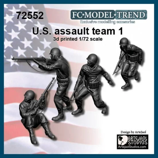 FC Model Trend 72552 1/72 WWII US Assault Team #1 (4 figures) - Model Figures