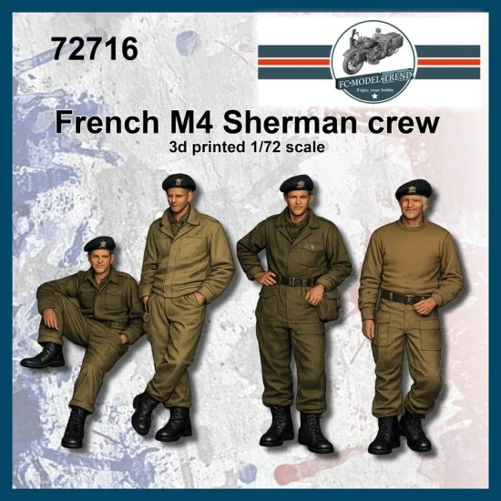 FC Model Trend 72716 1/72 French M4 Sherman Tank Crews 1945 (4 figures) - Model Figures