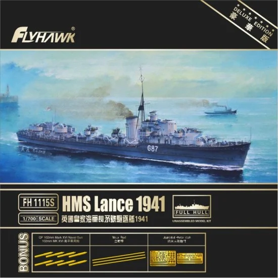 Flyhawk 1115S 1/700 HMS Lance 1941 (Full Hull) [Deluxe Edition] - Model Ships & Boats