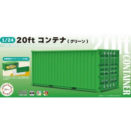 Fujimi C-NX-1001 1/24 20ft Container #Green (L 252mm, W 101mm, H 110mm)