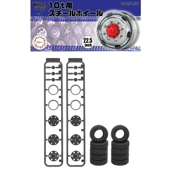 Fujimi 19348 1/32 10t 22.5inch Steel Wheels & Tyres Set - Model Cars