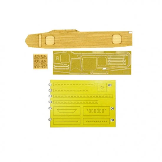 Fujimi 43252 1/700 (TOKU94EX3) IJN Hiyo Upgrade Parts Wooden Deck Sticker & 25mm Gun (2pcs) - Model Ships & Boats
