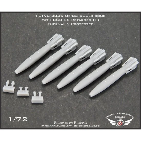 Flying Leathernecks FL172-2035 1/72 Mk-82 500lb Bomb with BSU-86 Retarded Fin Thermally Protected