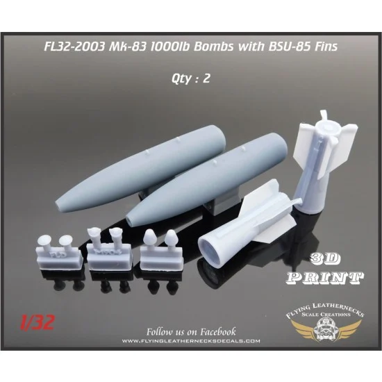 Flying Leathernecks FL32-2003 1/32 Mk-83 1000lb Bomb with BSU-85 Fins (2)