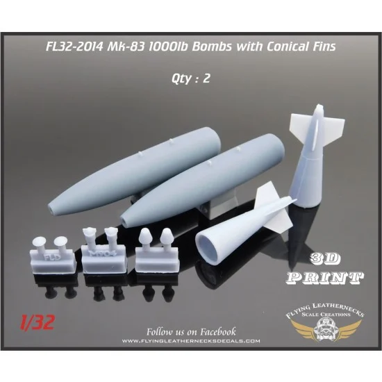 Flying Leathernecks FL32-2014 1/32 Mk-83 1000lb Bomb with Conical Fins (2)
