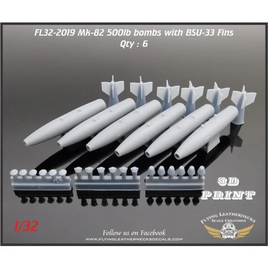 Flying Leathernecks FL32-2019 1/32 Mk-82 / BLU-111/B with BSU-33 Fin (6pcs)