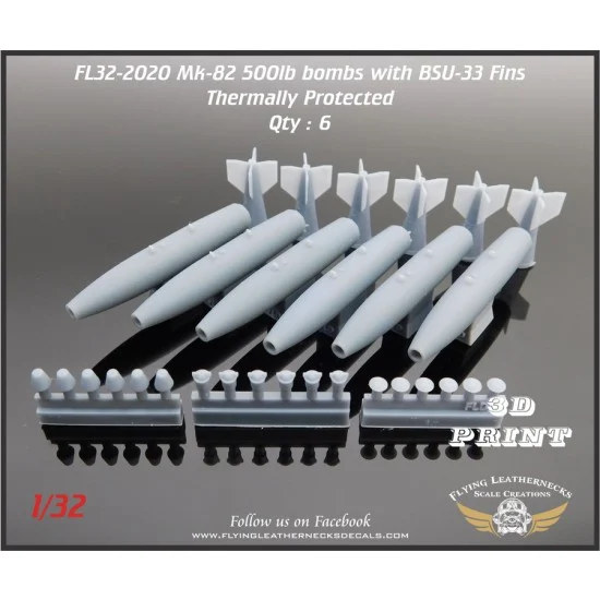 Flying Leathernecks FL32-2020 1/32 Mk-82 / BLU-111A/B with BSU-33 Fin - Thermally Protected (6pcs)