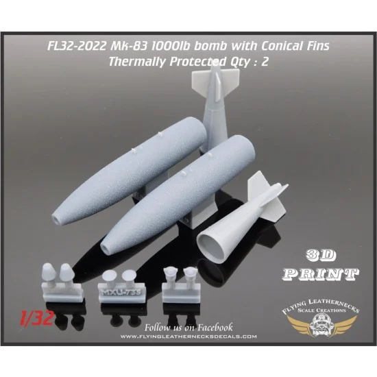 Flying Leathernecks FL32-2022 1/32 Mk-83 / BLU-110A/B with Conical Fin - Thermally Protected (2)