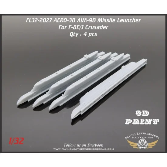 Flying Leathernecks FL32-2027 1/32 AERO-3B Missile Launcher for Trumpeter F-8E/J (4pcs)