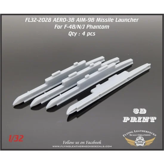 Flying Leathernecks FL32-2028 1/32 AERO-3B Missile Launcher for USN/USMC F-4 Phantom (4pcs)