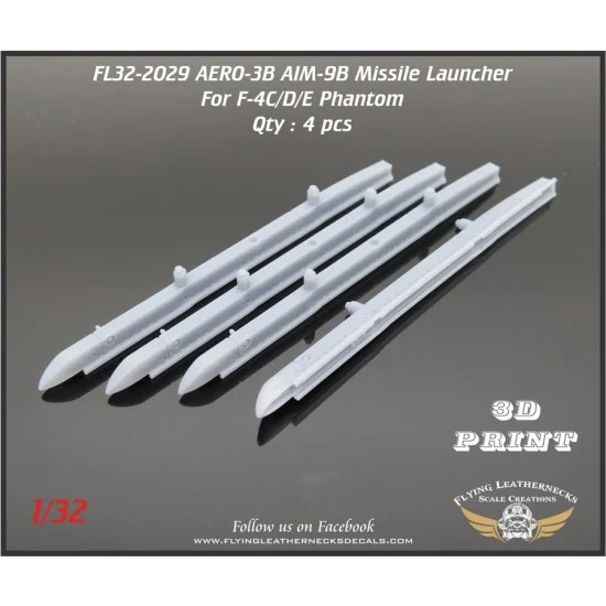 Flying Leathernecks FL32-2029 1/32 AERO-3B Missile Launcher for USAF F-4 Phantom (4pcs)