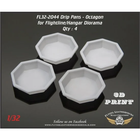 Flying Leathernecks FL32-2044 1/32 Drip Pans - Octagon, Flightline/Hangar Diorama (pack of 4)