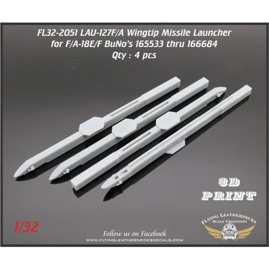 Flying Leathernecks FL32-2051 1/32 LAU-127F/A Wingtip Launcher for Trumpeter/Revell F/A-18E/F early