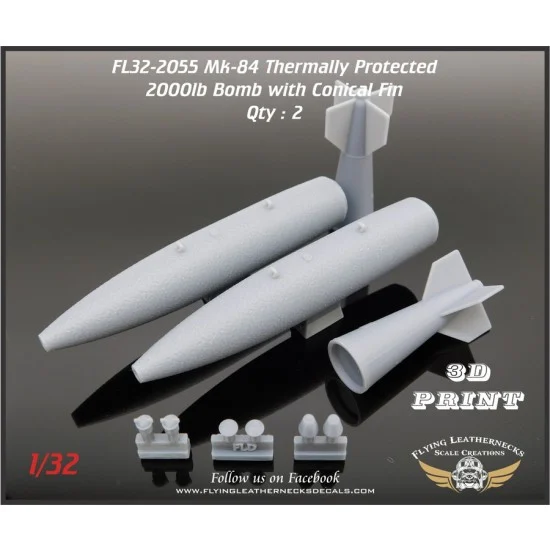 Flying Leathernecks FL32-2055 1/32 Mk-84 2000lb Bomb with Conical Fins (Thermally Protected)