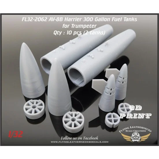 Flying Leathernecks FL32-2062 1/32 AV-8B AERO-1D 300 Gallon Fuel Tank (2 tanks)